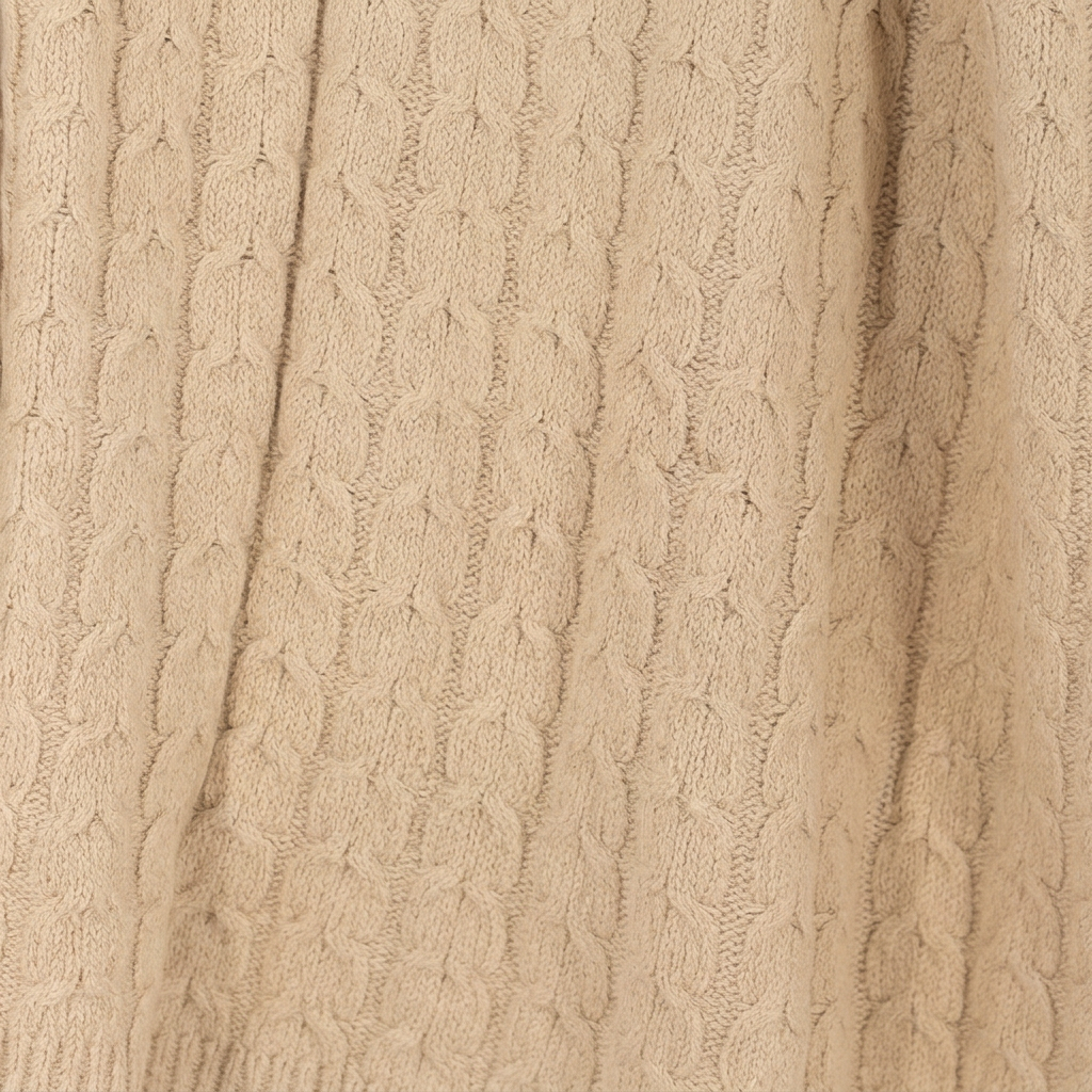 Baby Alpaca & Pima Cotton Cable Knit Throw Blanket – Light Tan