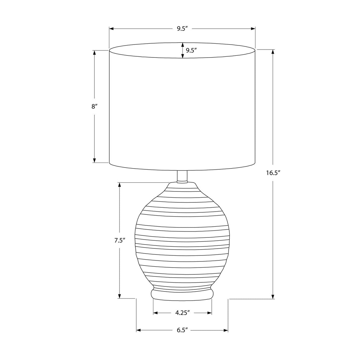 Black ceramic table lamp dimensions
