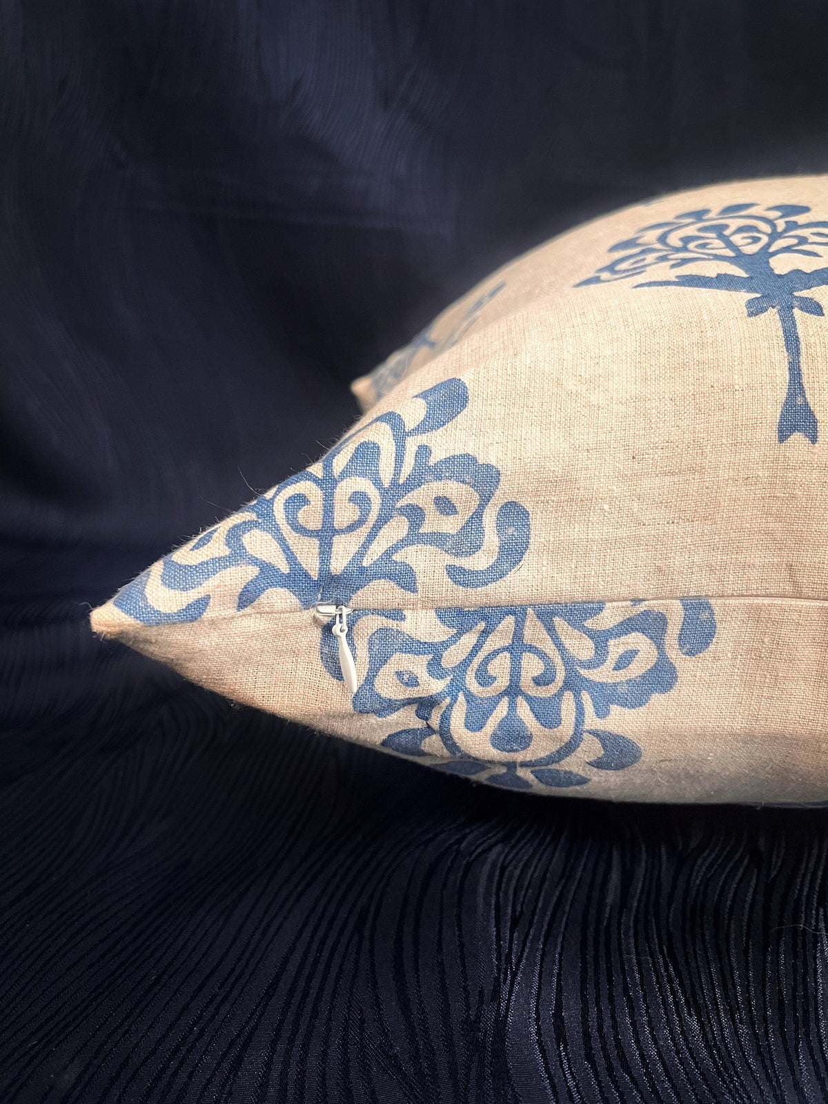 Blue Harmony Pure Linen Pillow Cover
