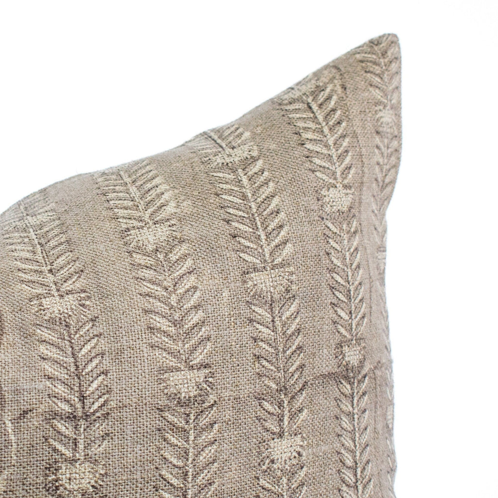 Bela Slate Block-Print Linen Pillow Cover