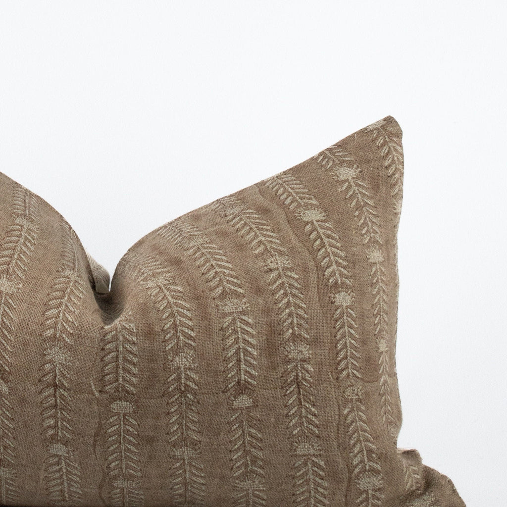 Bela Slate Block-Print Linen Pillow Cover