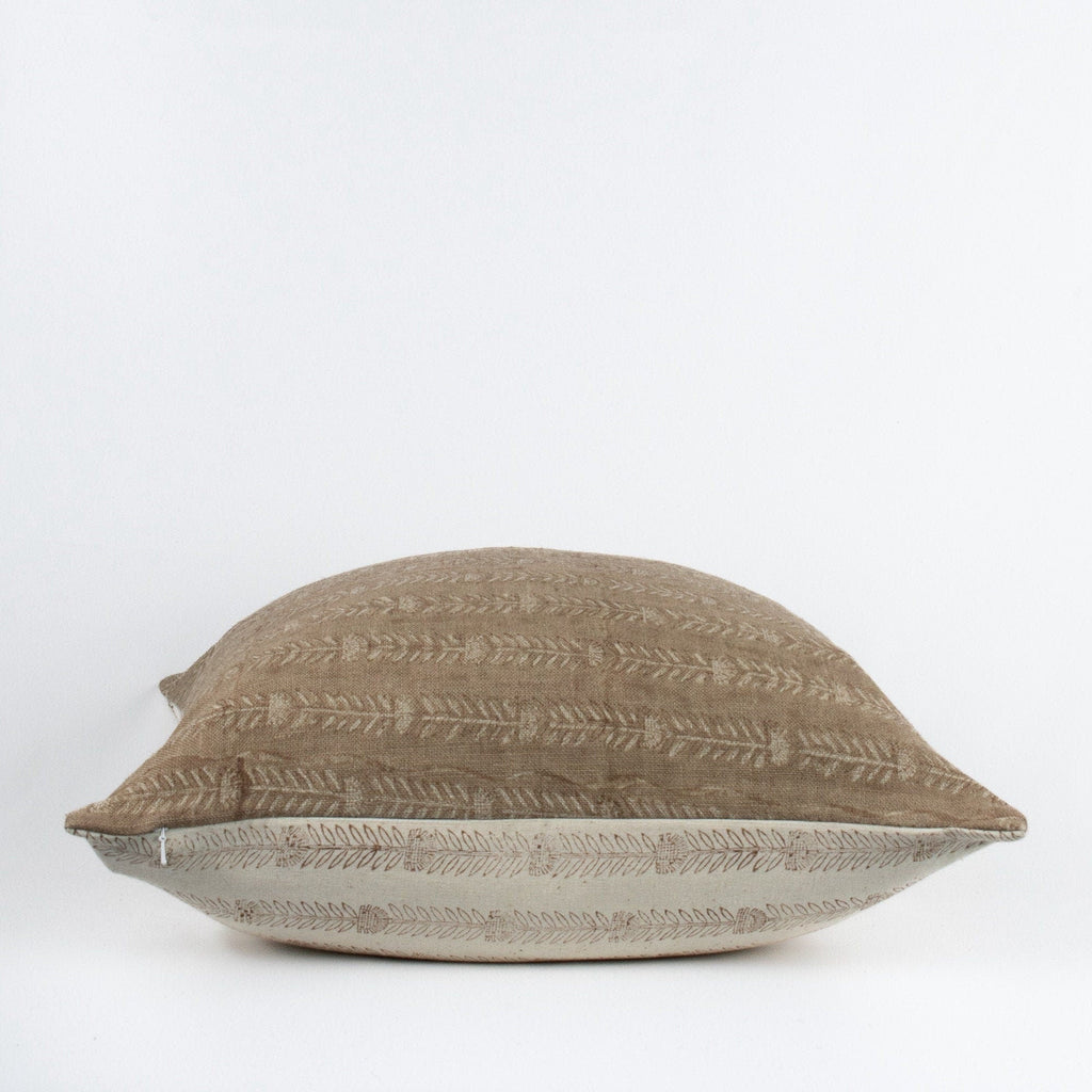 Bela Slate Block-Print Linen Pillow Cover