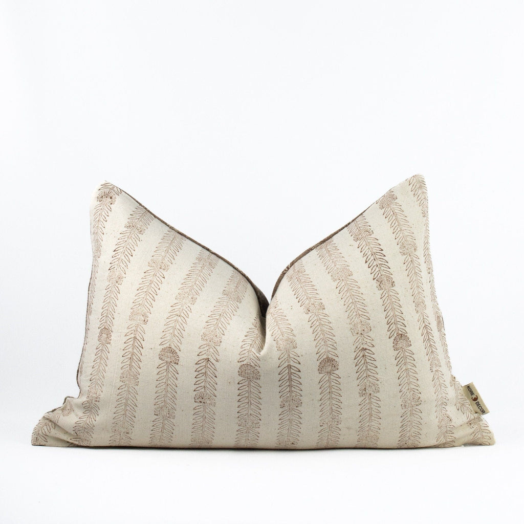 Bela Slate Block-Print Linen Pillow Cover