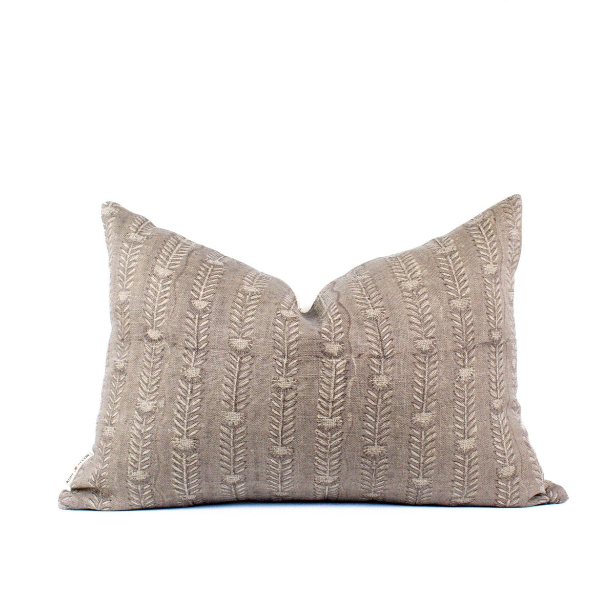 Bela Slate Block-Print Linen Pillow Cover