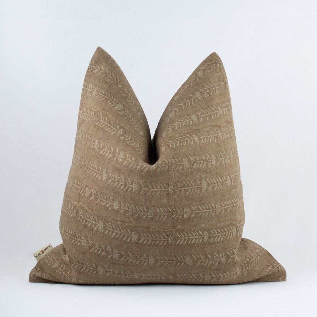Bela Slate Block-Print Linen Pillow Cover