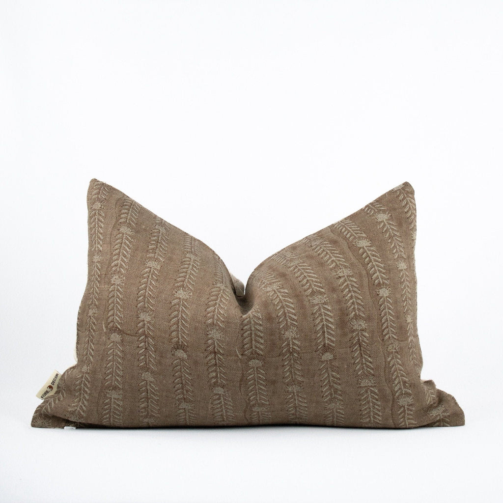 Bela Slate Block-Print Linen Pillow Cover