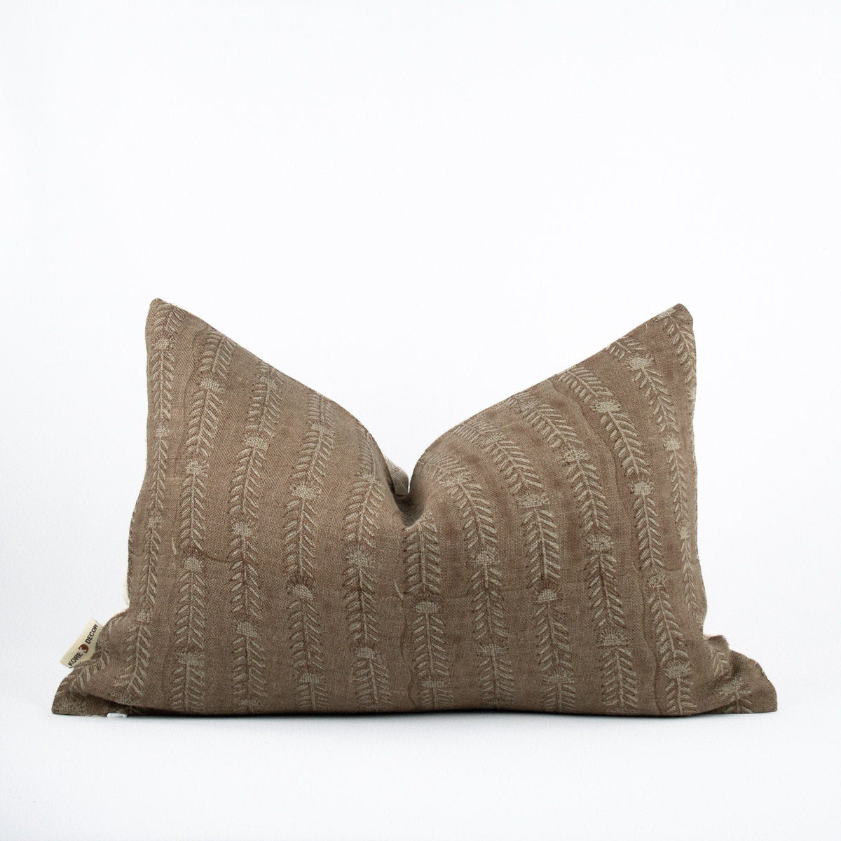 Bela Slate Block-Print Linen Pillow Cover