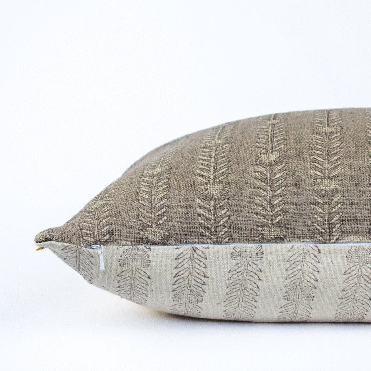 Bela Slate Block-Print Linen Pillow Cover