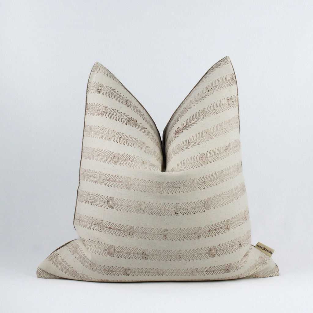 Bela Slate Block-Print Linen Pillow Cover