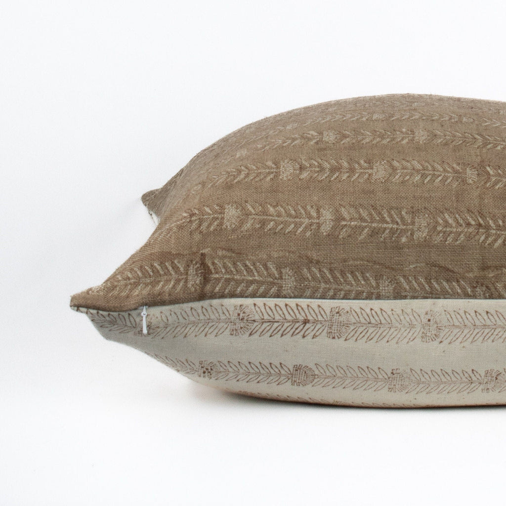 Bela Slate Block-Print Linen Pillow Cover