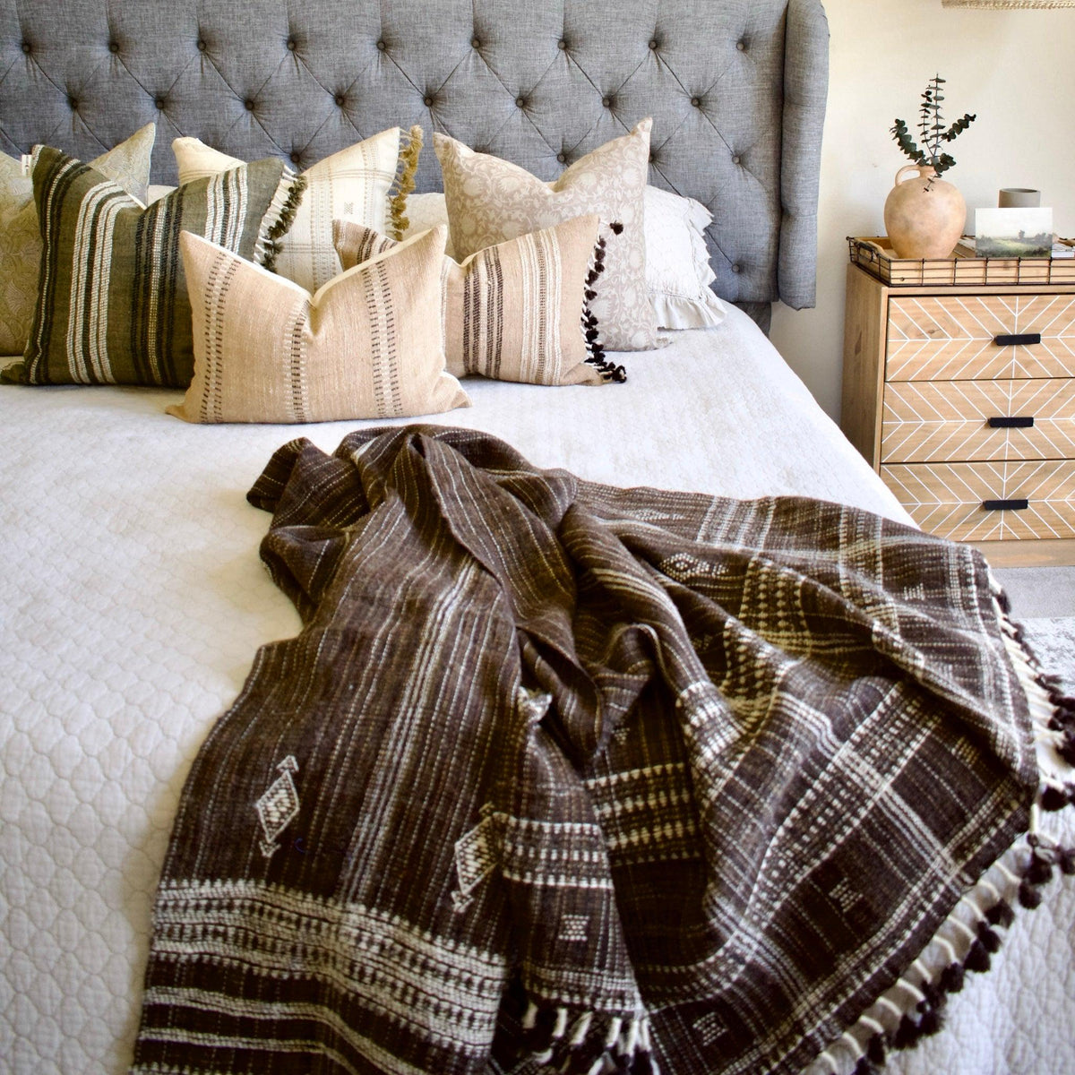 Bronzite Handwoven Indian Wool Throw Blanket – Warm Brown