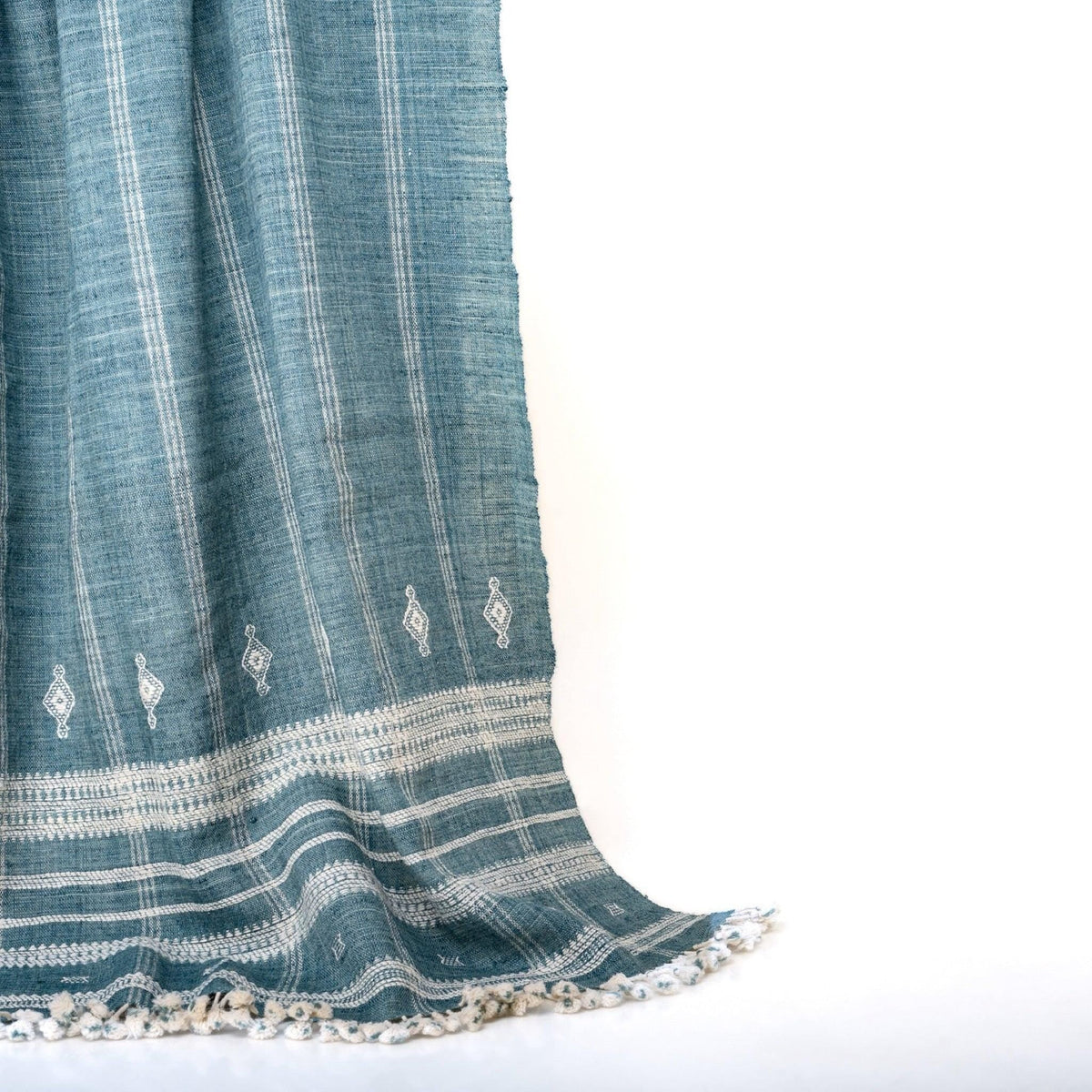 Topas Handwoven Indian Wool Throw Blanket – Teal Blue