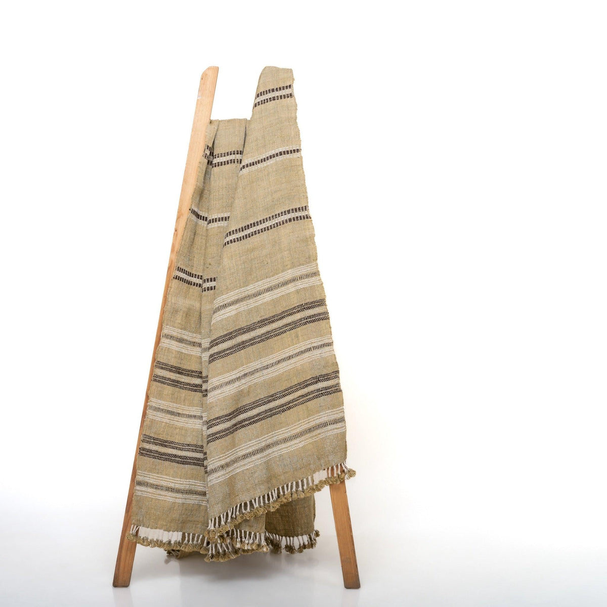 Opal Handwoven Indian Wool Throw Blanket – Beige Tan