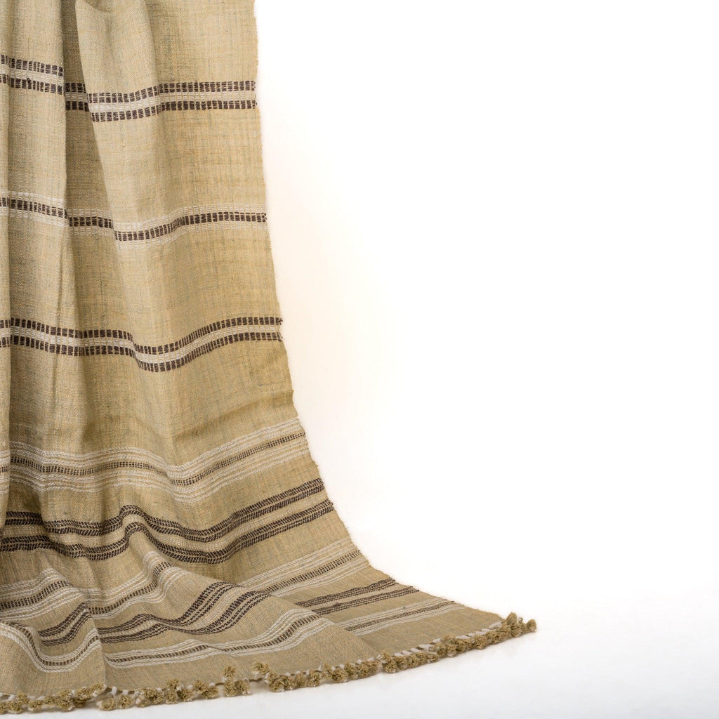 Opal Handwoven Indian Wool Throw Blanket – Beige Tan