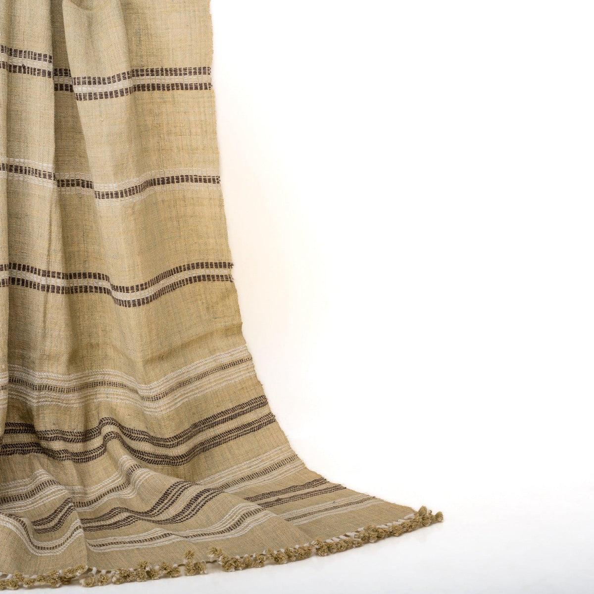 Opal Handwoven Indian Wool Throw Blanket – Beige Tan
