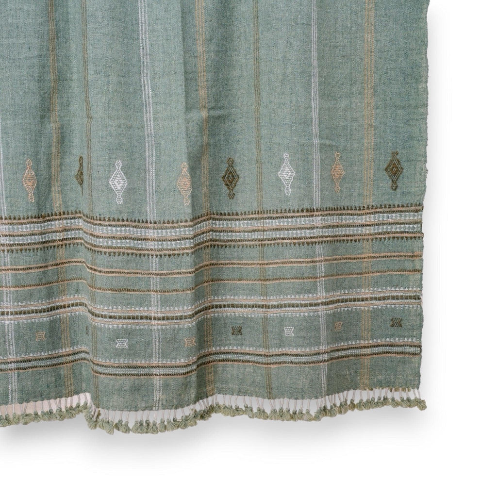 Jade Handwoven Indian Wool Throw Blanket – Sage Green