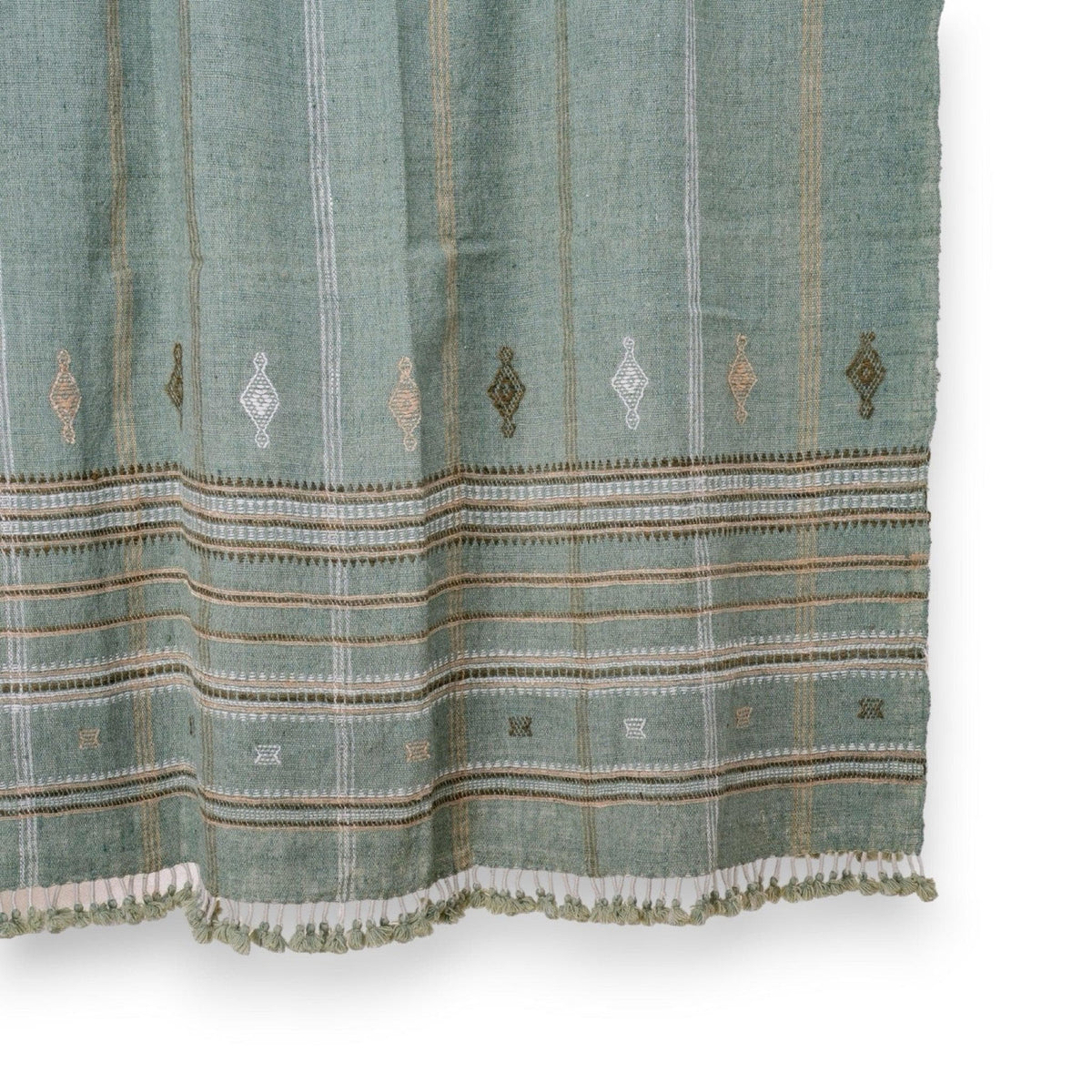 Jade Handwoven Indian Wool Throw Blanket – Sage Green