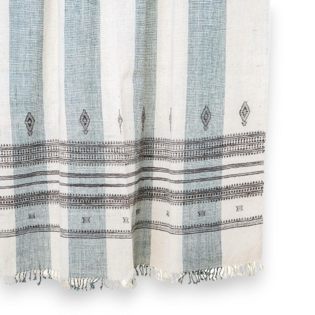 Magnolia Handwoven Indian Wool Throw Blanket – White Stripe