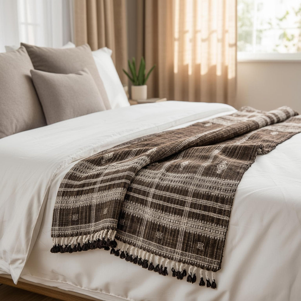 Bronzite Handwoven Indian Wool Throw Blanket – Warm Brown