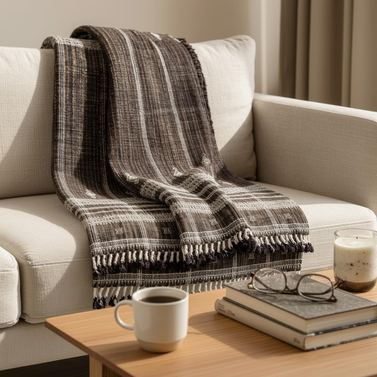 Bronzite Handwoven Indian Wool Throw Blanket – Warm Brown