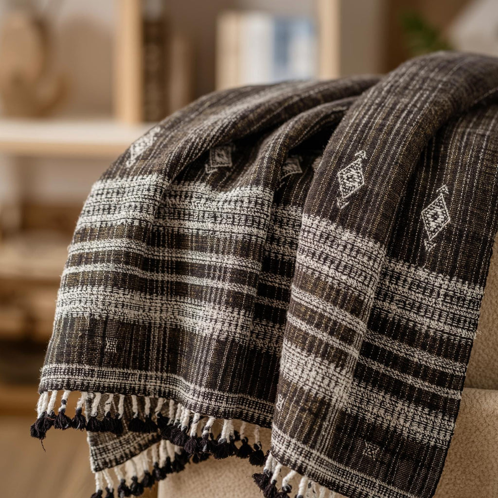 Bronzite Handwoven Indian Wool Throw Blanket – Warm Brown