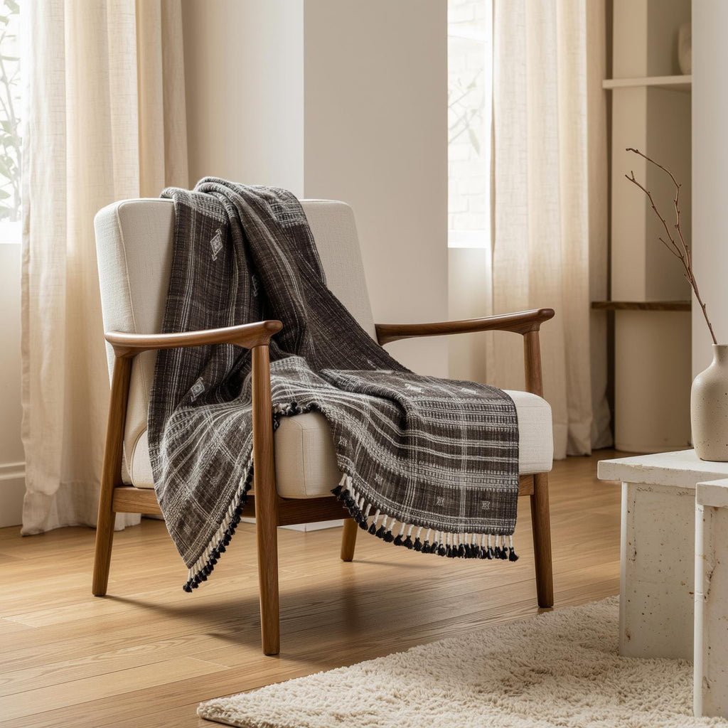 Bronzite Handwoven Indian Wool Throw Blanket – Warm Brown