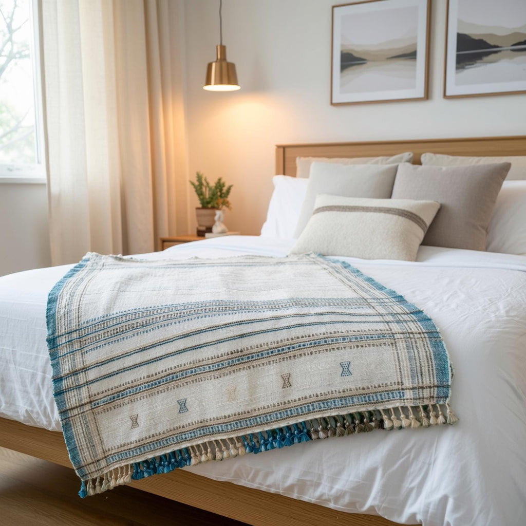 Dazy Handwoven Indian Wool Throw Blanket – Ivory
