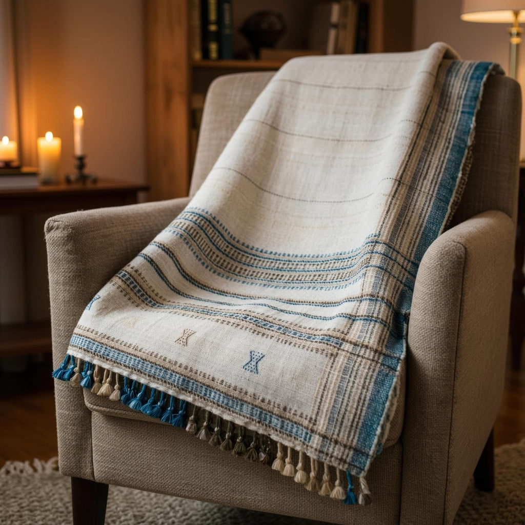 Dazy Handwoven Indian Wool Throw Blanket – Ivory