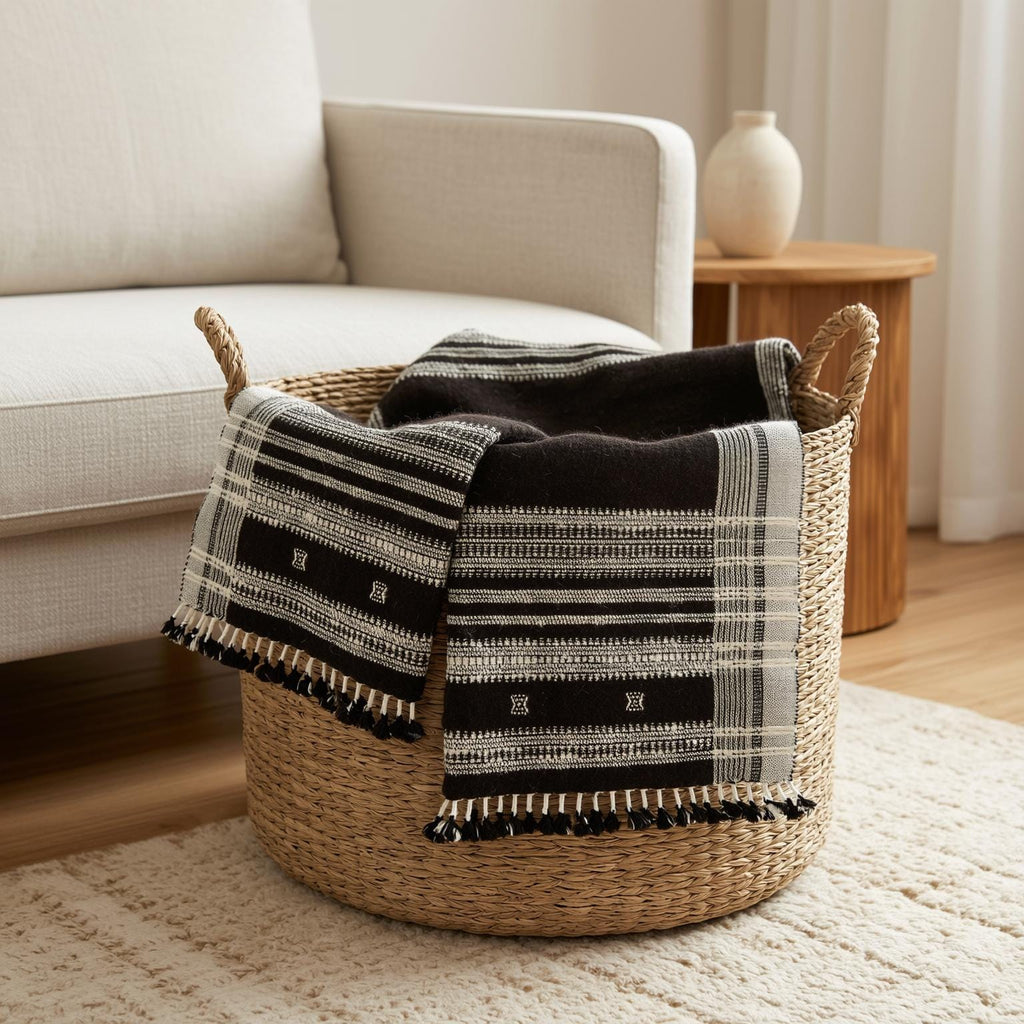 Quartz Handwoven Indian Wool Throw Blanket – Cocoa Brown
