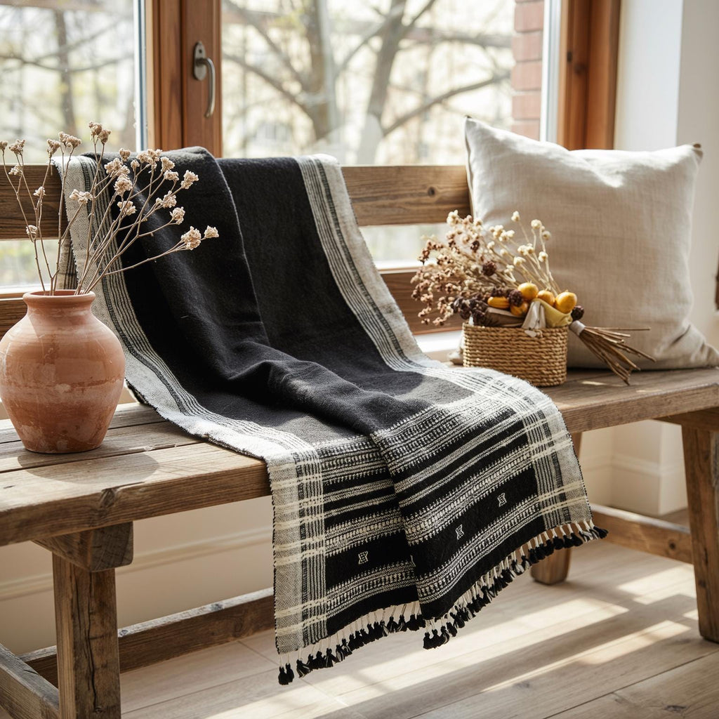 Quartz Handwoven Indian Wool Throw Blanket – Cocoa Brown