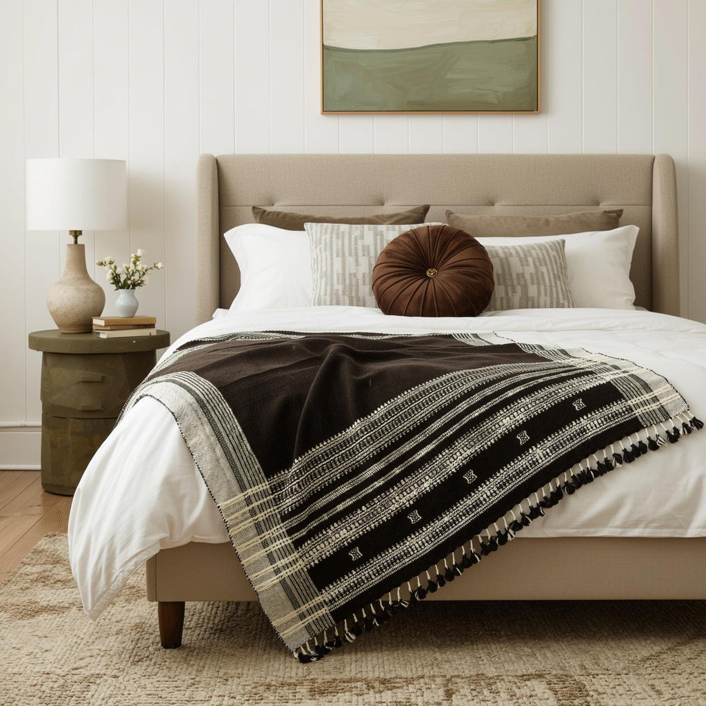 Quartz Handwoven Indian Wool Throw Blanket – Cocoa Brown