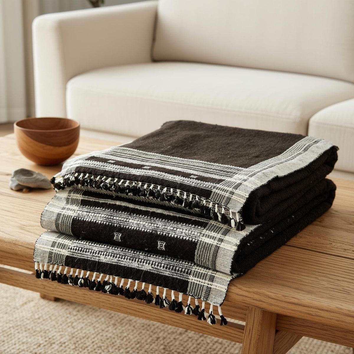 Quartz Handwoven Indian Wool Throw Blanket – Cocoa Brown