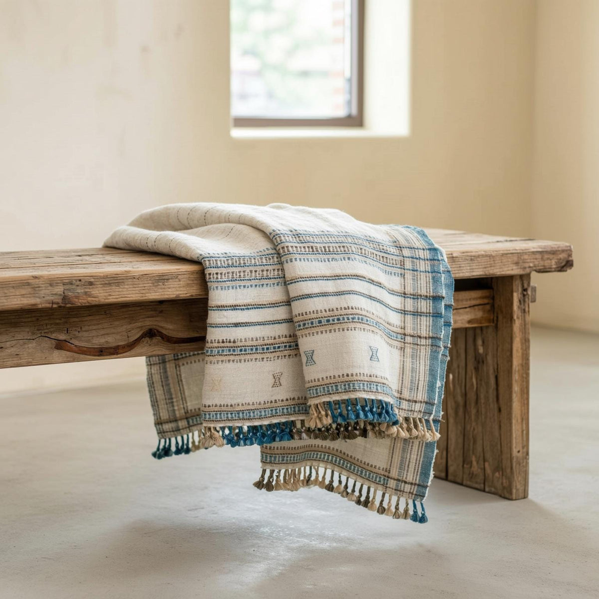 Dazy Handwoven Indian Wool Throw Blanket – Ivory