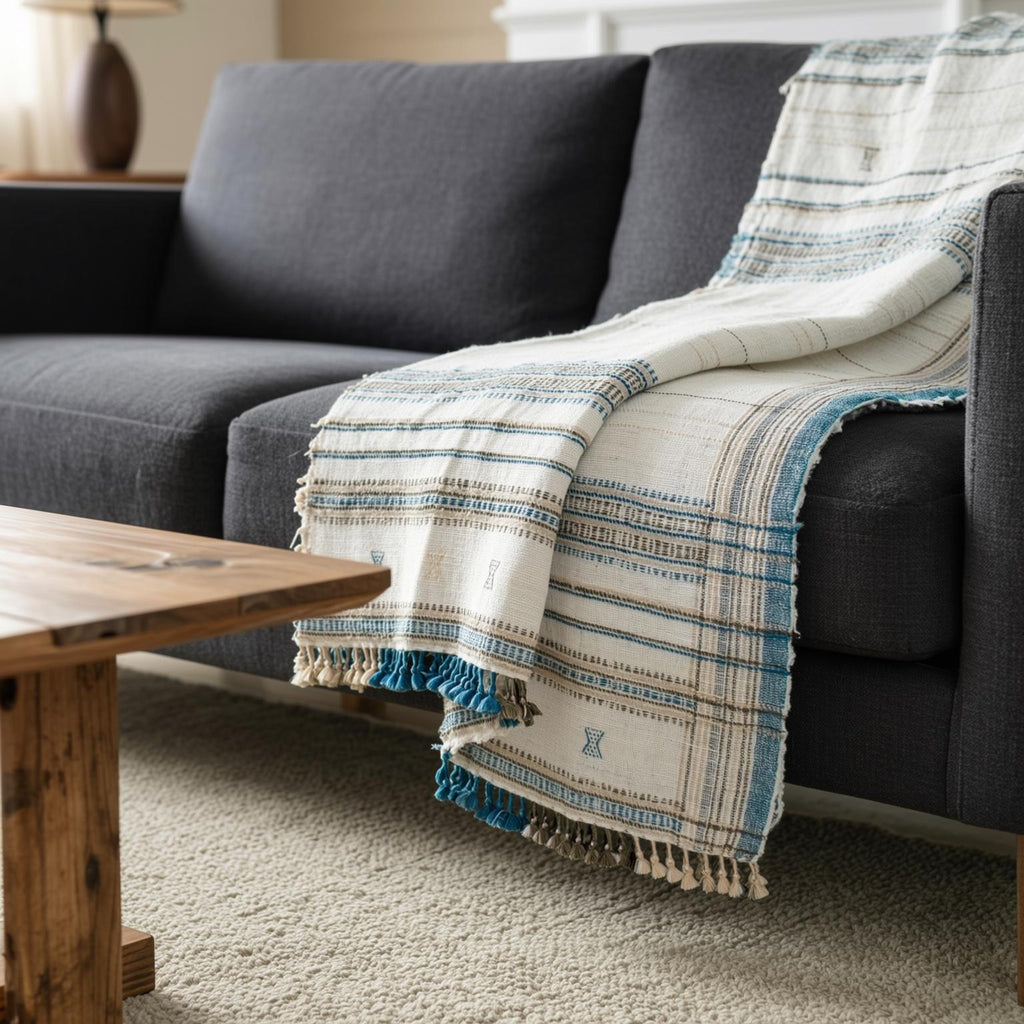 Dazy Handwoven Indian Wool Throw Blanket – Ivory