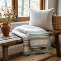Dazy Handwoven Indian Wool Throw Blanket, Ivory