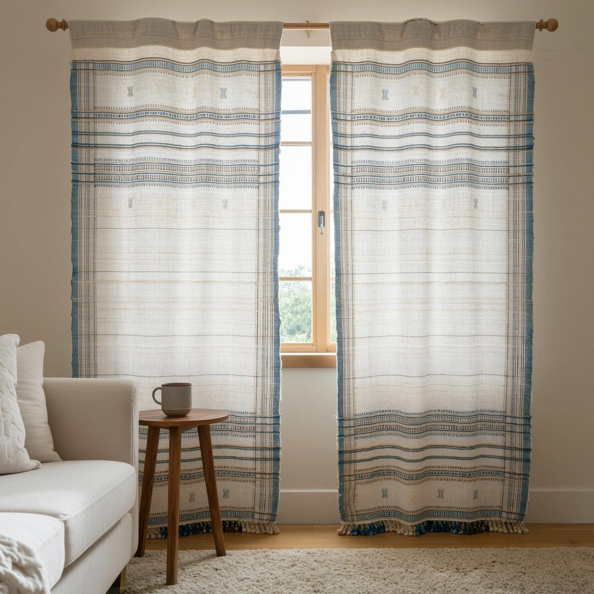 Dazy Handwoven Indian Wool Throw Blanket – Ivory