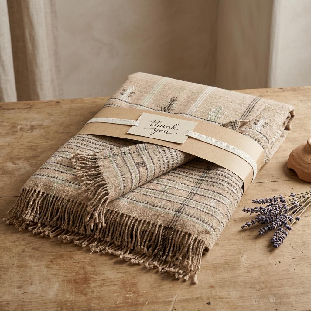 Ruby Handwoven Indian Wool Throw Blanket – Rust Orange