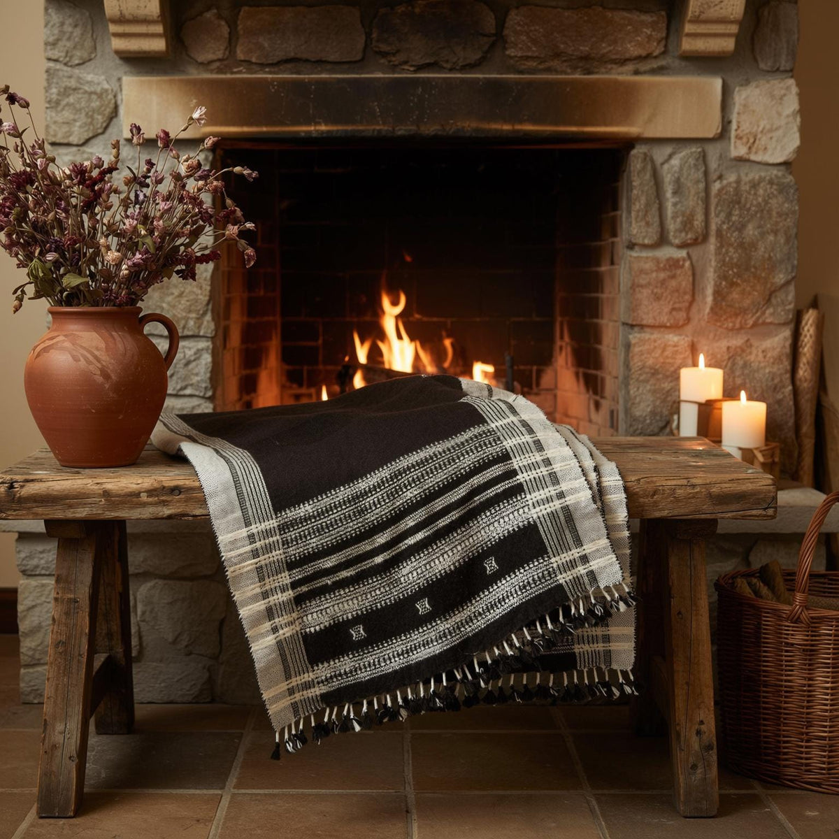 Quartz Handwoven Indian Wool Throw Blanket – Cocoa Brown