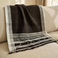 Quartz Handwoven Indian Wool Throw Blanket, Cocoa Brown