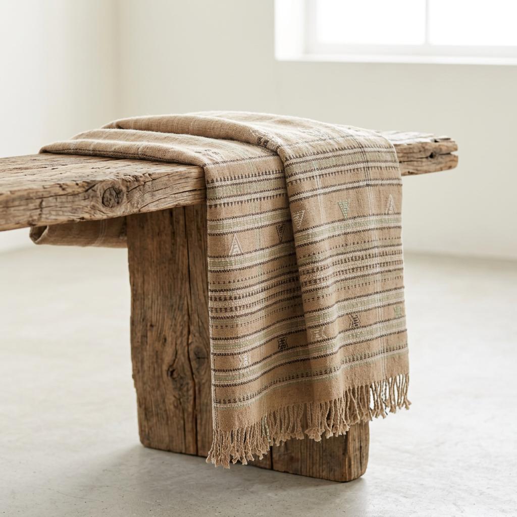 Ruby Handwoven Indian Wool Throw Blanket – Rust Orange