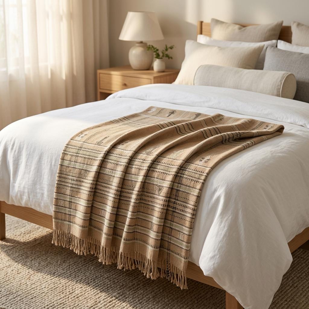 Ruby Handwoven Indian Wool Throw Blanket – Rust Orange