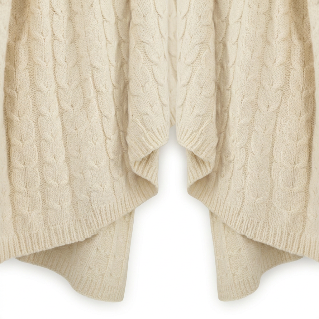Baby Alpaca & Pima Cotton Cable Knit Throw Blanket – Ivory