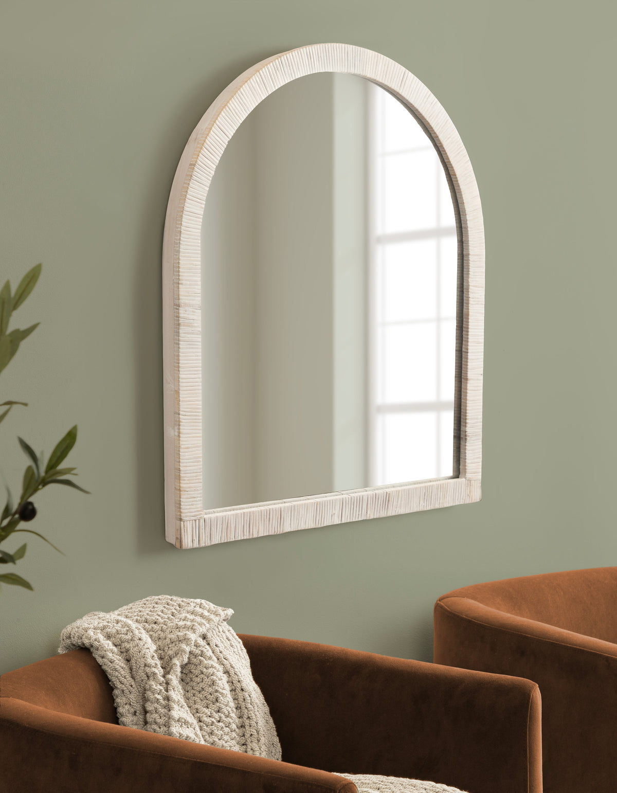 Rahfy Rattan Arch Wall Mirror – Boho Arched Mirror in 3 Finishes
