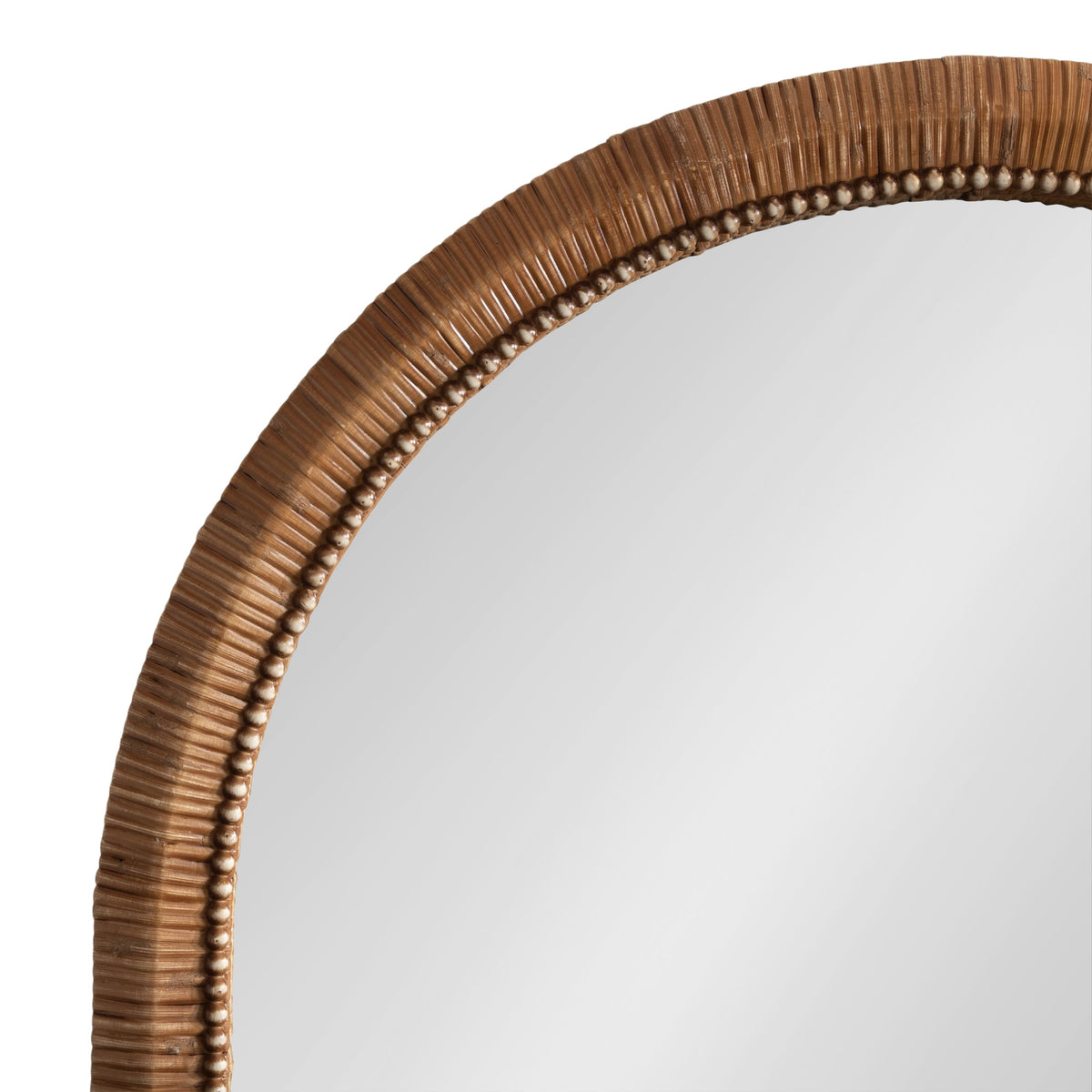 Rahfy Beaded Rattan Arch Wall Mirror – 24 x 36 in Boho Mirror