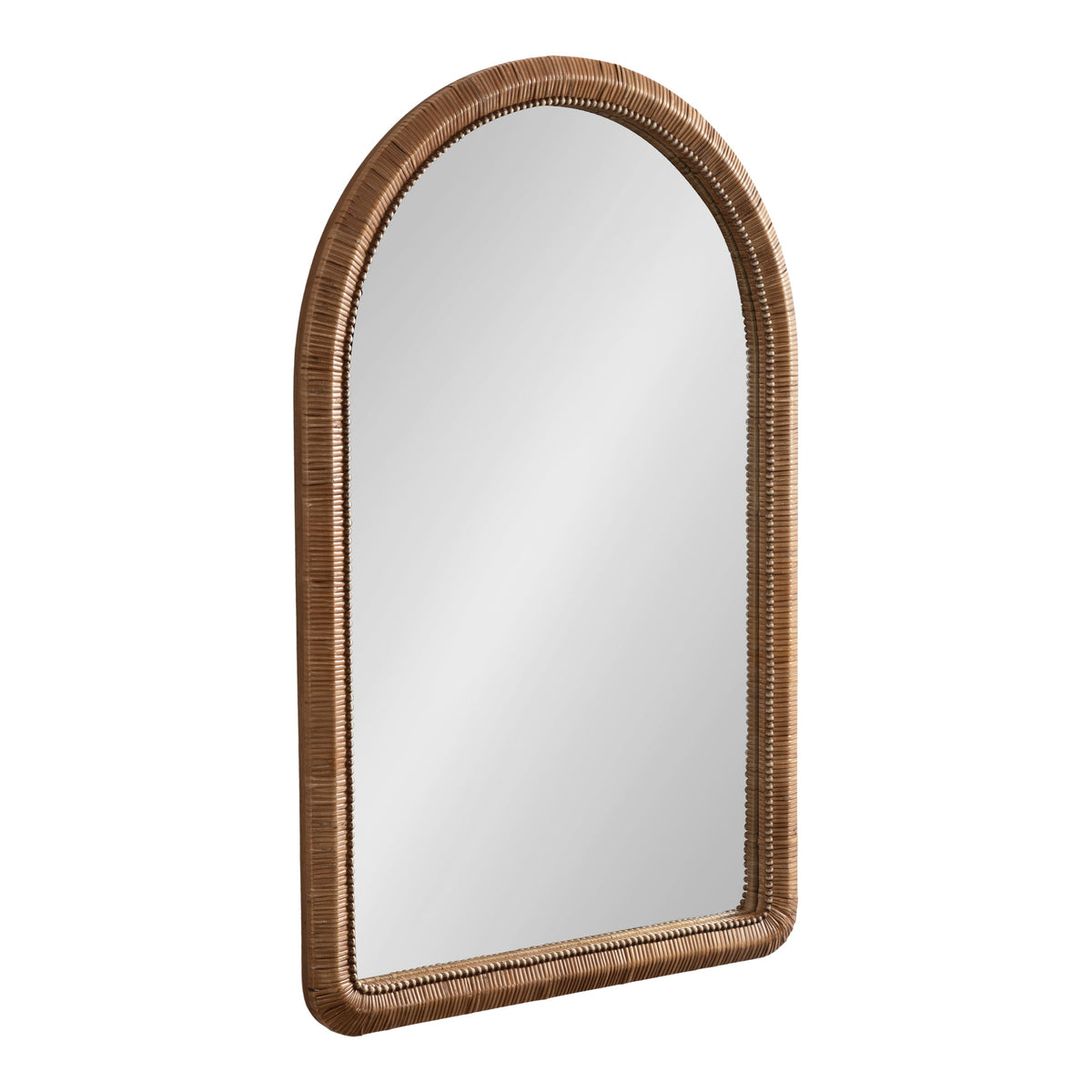 Rahfy Beaded Rattan Arch Wall Mirror, 24 x 36 in Boho Mirror